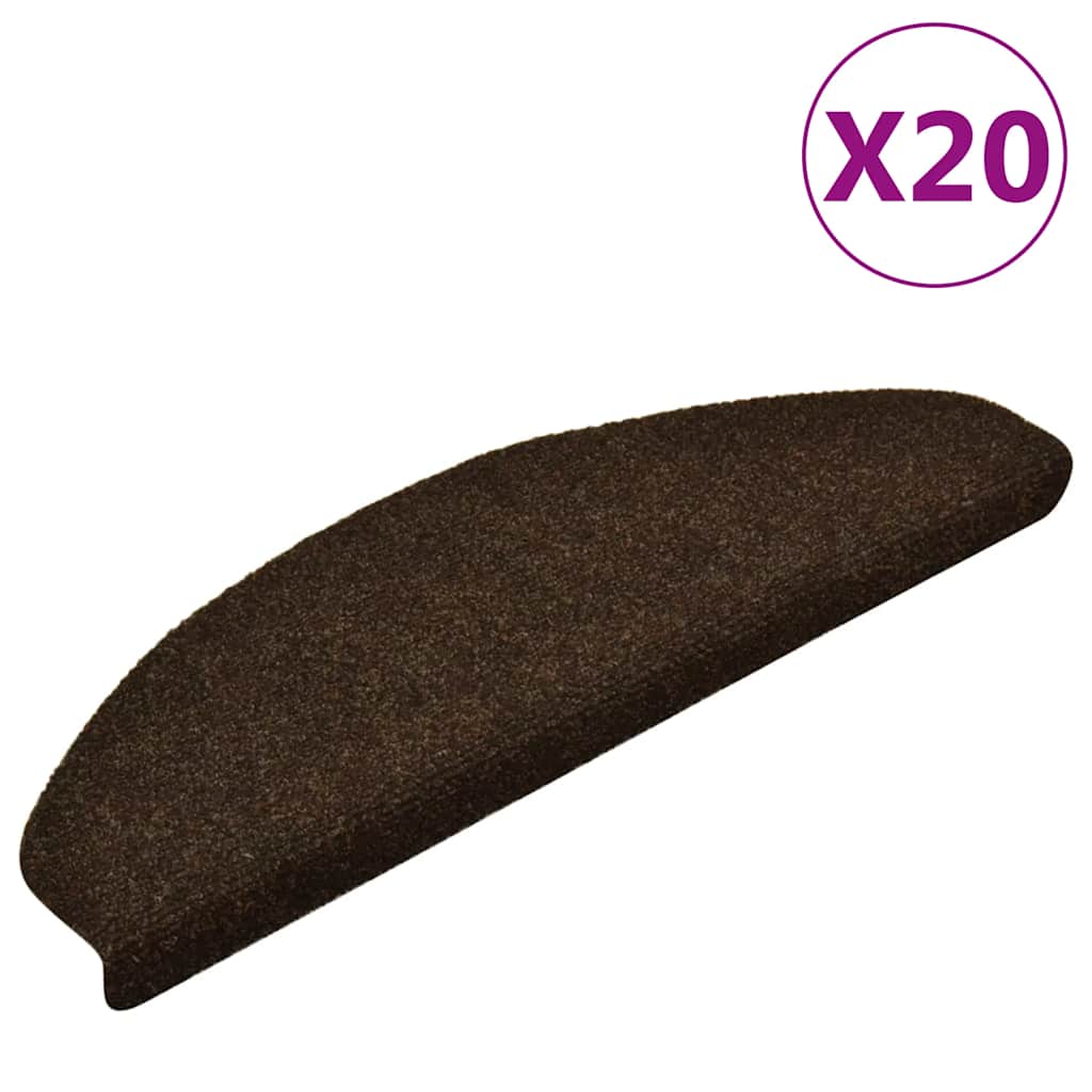 vidaXL Stufenmatten Selbstklebend 20 Stk. 65x21x4 cm Braun Halbrund Groß