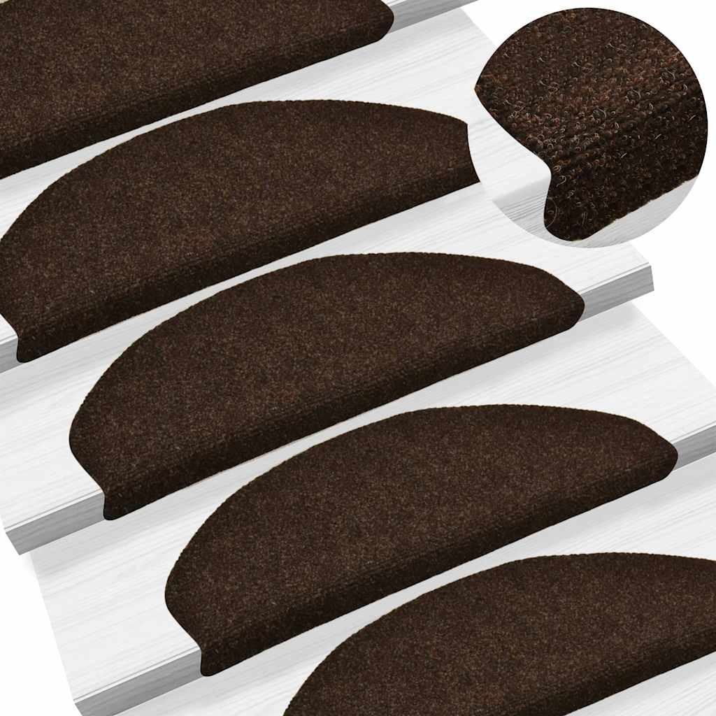 vidaXL Stufenmatten Selbstklebend 20 Stk. 65x21x4 cm Braun Halbrund Groß