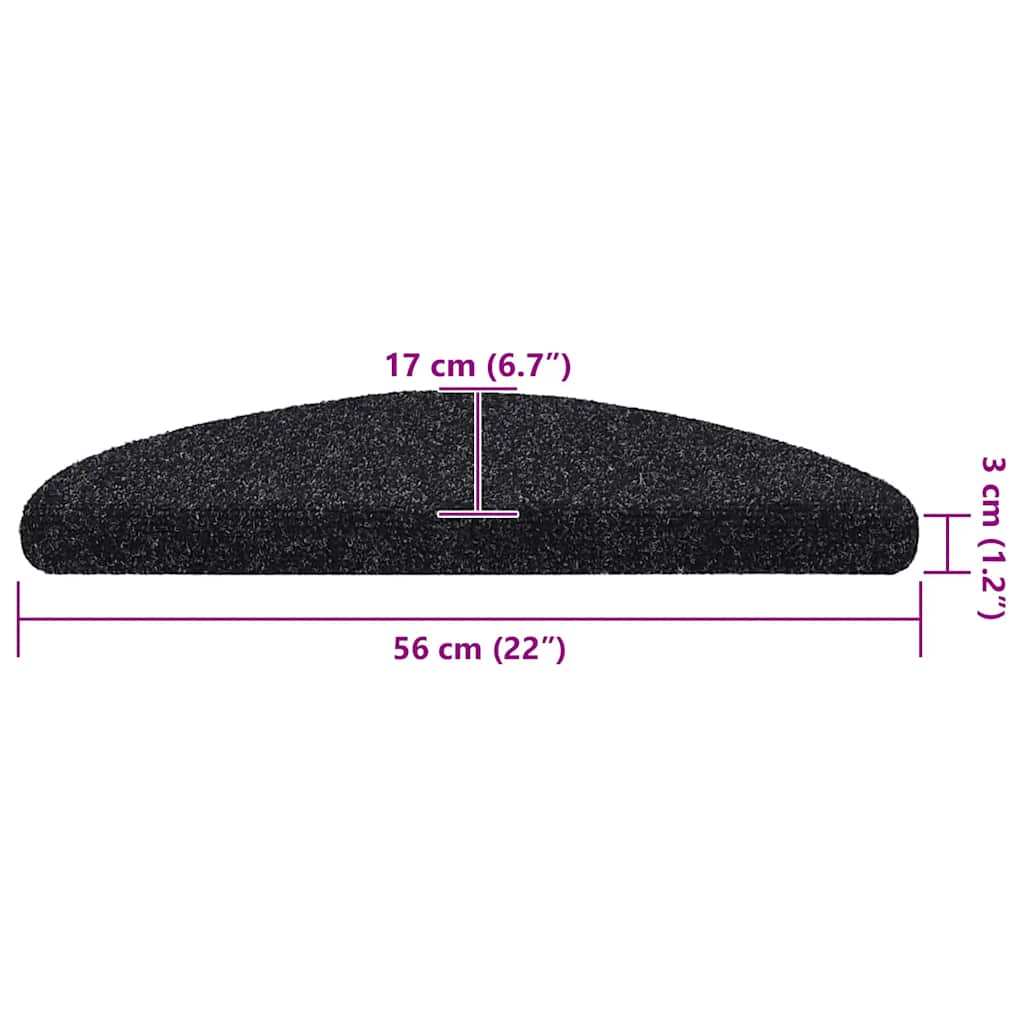 Stufenmatten Selbstklebend 20 Stk. 56x17x3 cm Schwarz Halbrund