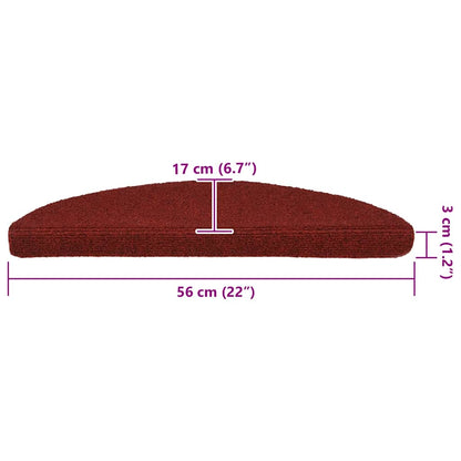 vidaXL Stufenmatten Selbstklebend 20 Stk. 56x17x3 cm Bordeauxrot Halbrund