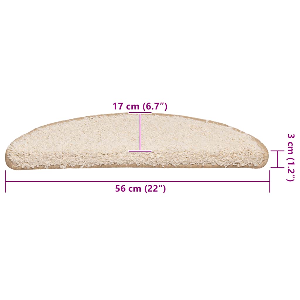 Stufenmatten 20 Stk. 56x17x3 cm Creme Halbrund