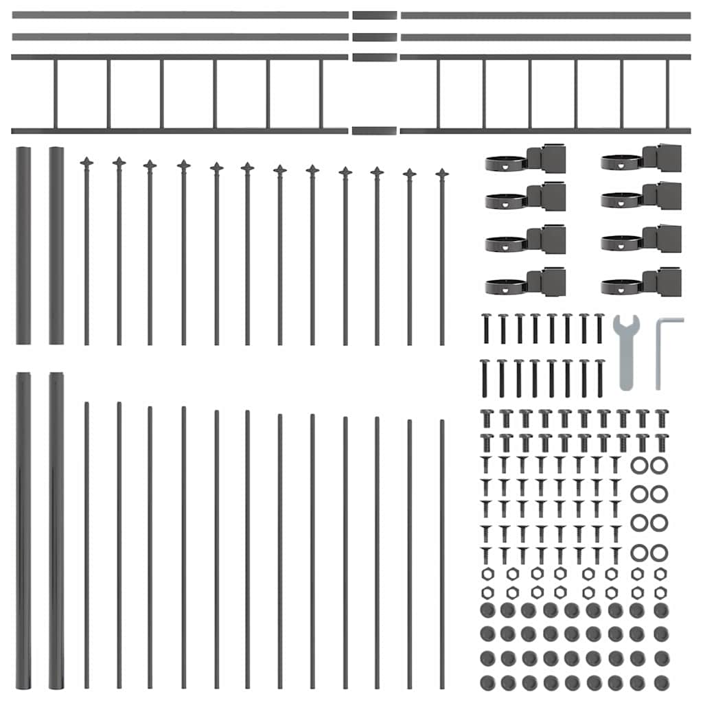 Gartenzaun 2 pcs Grau 170 x 225 cm Pulverbeschichteter Stahl
