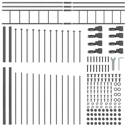Gartenzaun 2 pcs Grau 170 x 225 cm Pulverbeschichteter Stahl