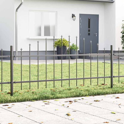 vidaXL Gartenzaun 3 pcs Grau 170 x 140 cm Pulverbeschichteter Stahl