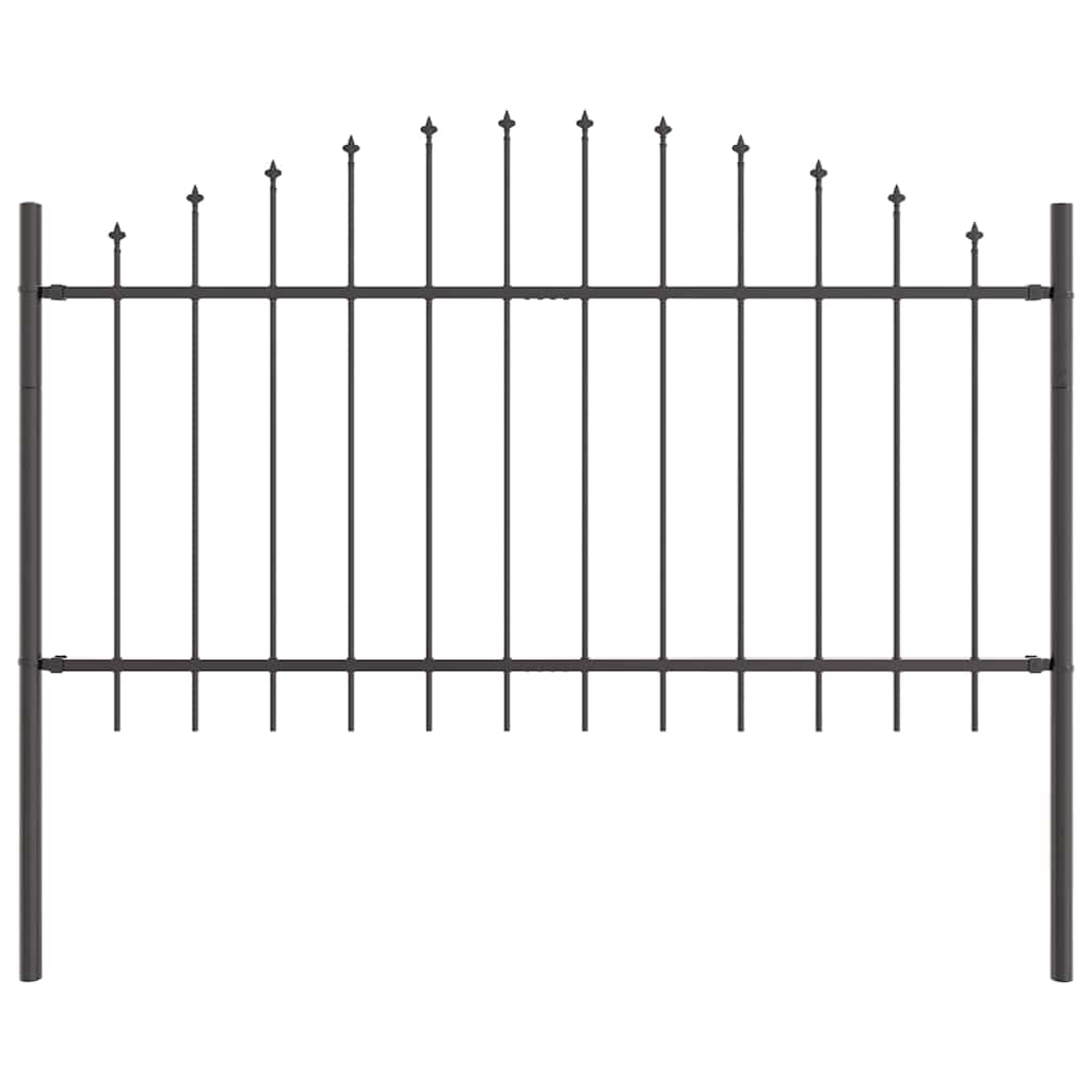 Gartenzaun 3 pcs Grau 170 x 140 cm Pulverbeschichteter Stahl