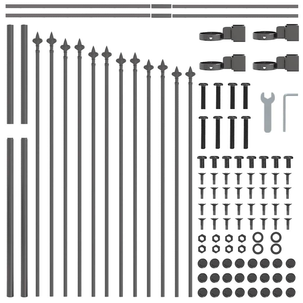 Gartenzaun 3 pcs Grau 170 x 140 cm Pulverbeschichteter Stahl