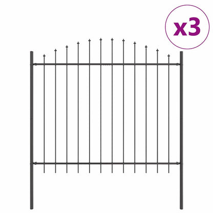 vidaXL Gartenzaun 3 pcs Grau 170 x 165 cm Pulverbeschichteter Stahl