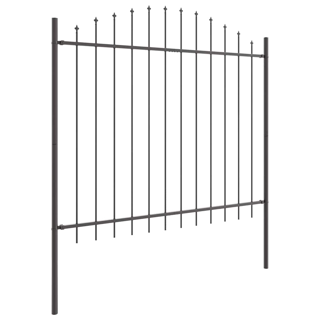 vidaXL Gartenzaun 3 pcs Grau 170 x 165 cm Pulverbeschichteter Stahl