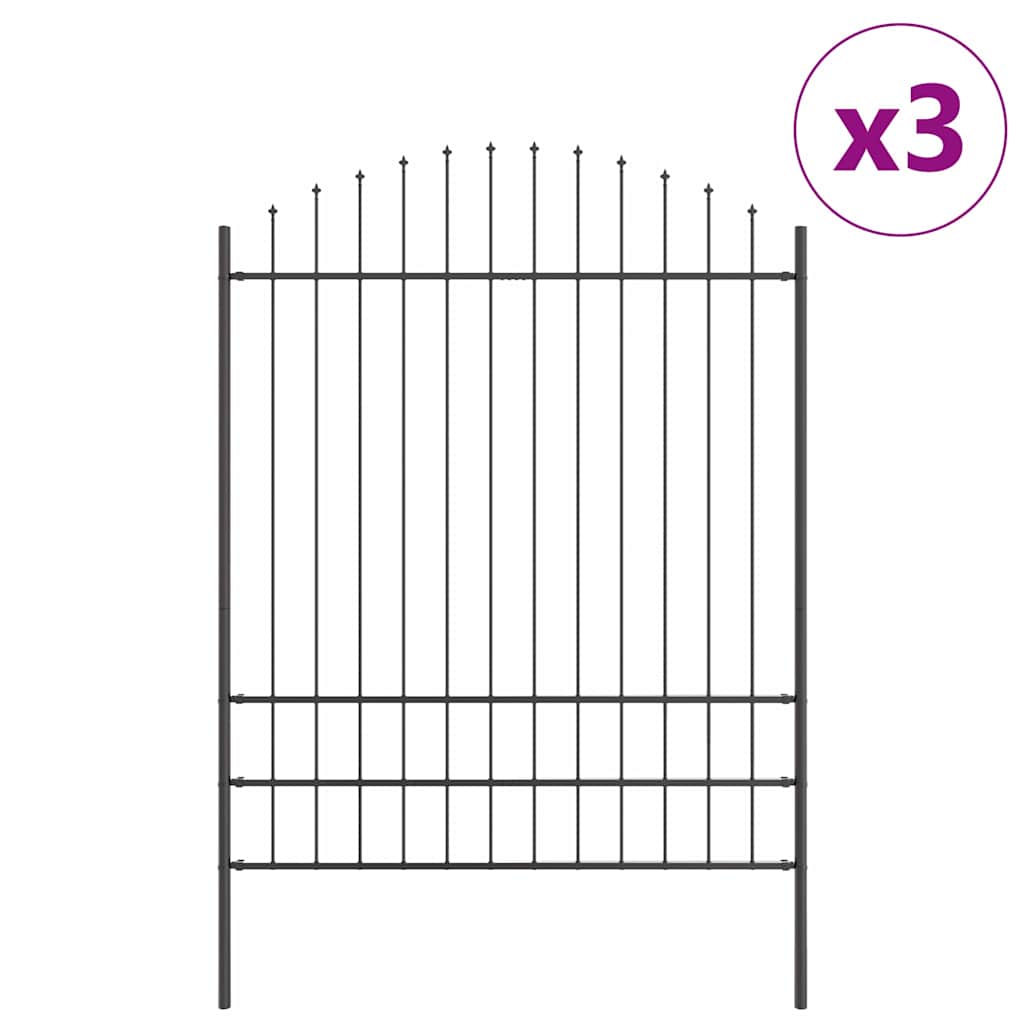 vidaXL Gartenzaun 3 pcs Grau 170 x 225 cm Pulverbeschichteter Stahl