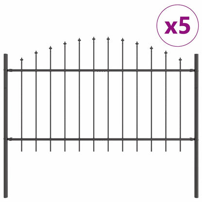 vidaXL Clôture de jardin 5 pcs Gris 170 x 140 cm Acier poudré