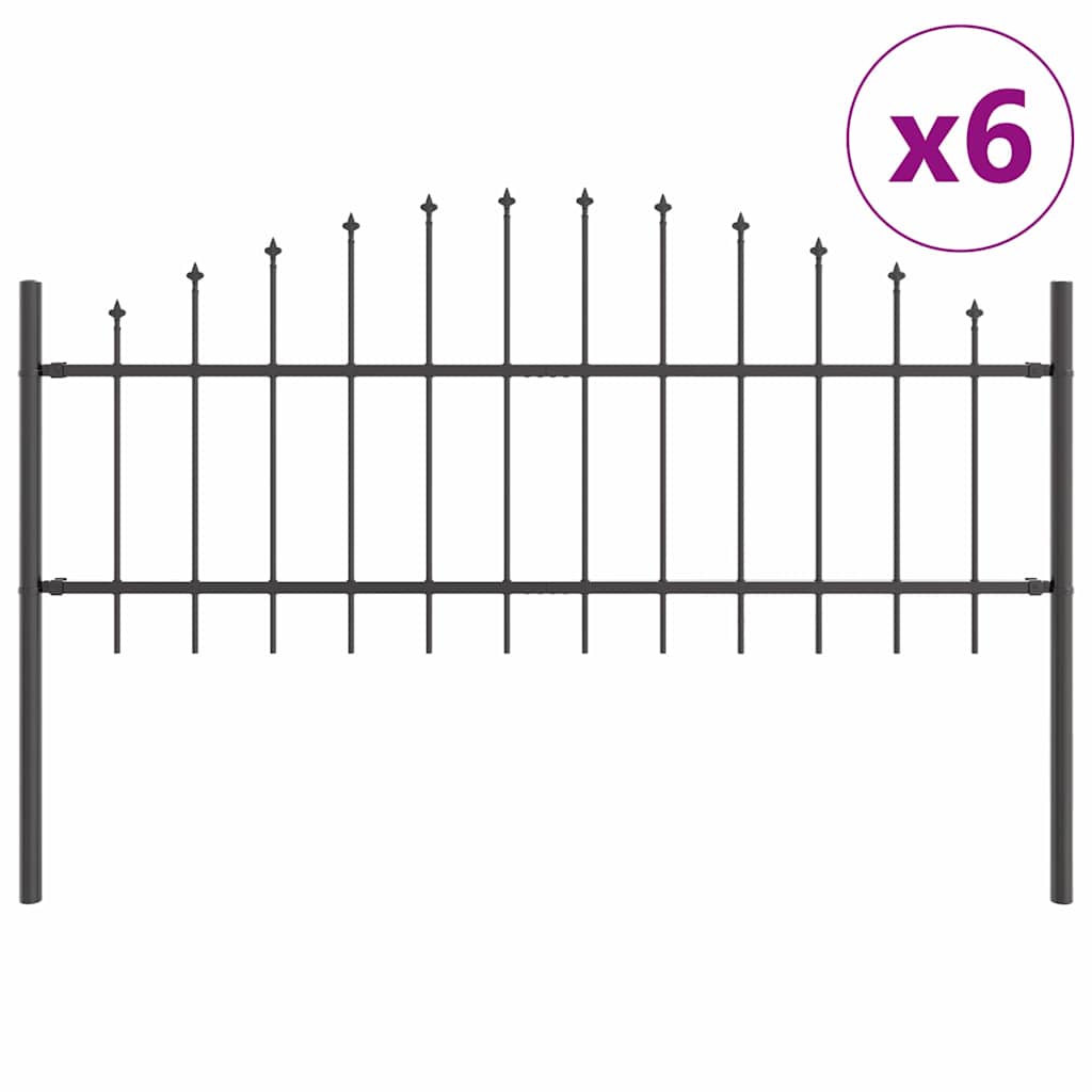 Gartenzaun 6 pcs Grau 170 x 140 cm Pulverbeschichteter Stahl