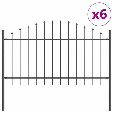 vidaXL Clôture de jardin 6 pcs Gris 170 x 140 cm Acier poudré