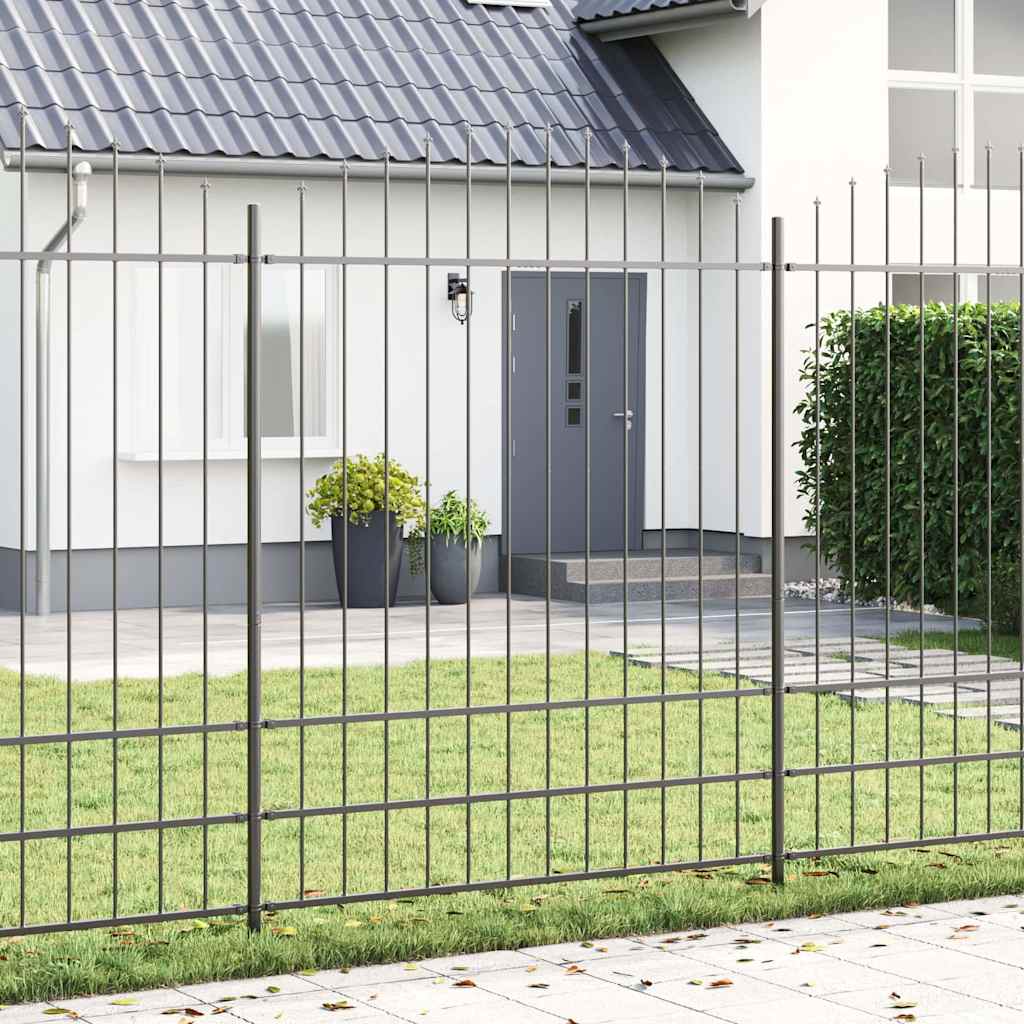 vidaXL Gartenzaun 6 pcs Grau 170 x 225 cm Pulverbeschichteter Stahl