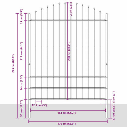 vidaXL Gartenzaun 6 pcs Grau 170 x 225 cm Pulverbeschichteter Stahl