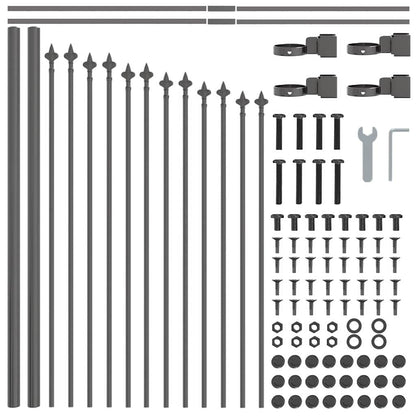 Gartenzaun 7 pcs Grau 170 x 140 cm Pulverbeschichteter Stahl