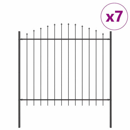 Gartenzaun 7 pcs Grau 170 x 165 cm Pulverbeschichteter Stahl