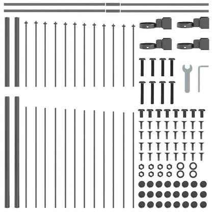 Gartenzaun 7 pcs Grau 170 x 165 cm Pulverbeschichteter Stahl