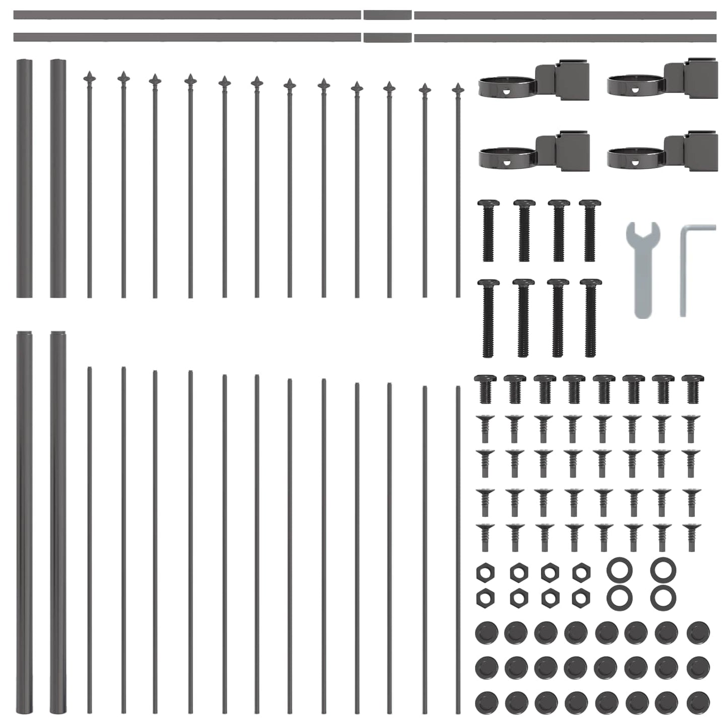vidaXL Gartenzaun 7 pcs Grau 170 x 190 cm Pulverbeschichteter Stahl