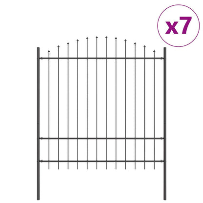 Gartenzaun 7 pcs Grau 170 x 215 cm Pulverbeschichteter Stahl