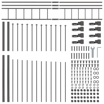vidaXL Gartenzaun 7 pcs Grau 170 x 225 cm Pulverbeschichteter Stahl