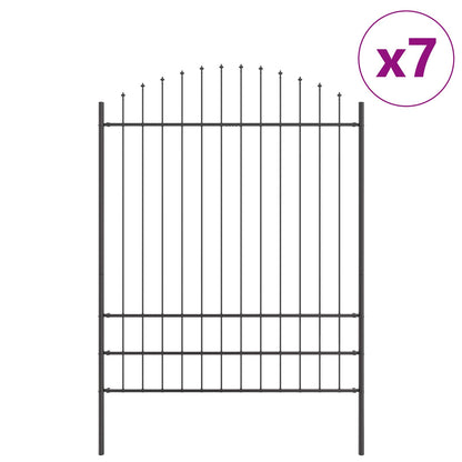 vidaXL Gartenzaun 7 pcs Grau 170 x 225 cm Pulverbeschichteter Stahl