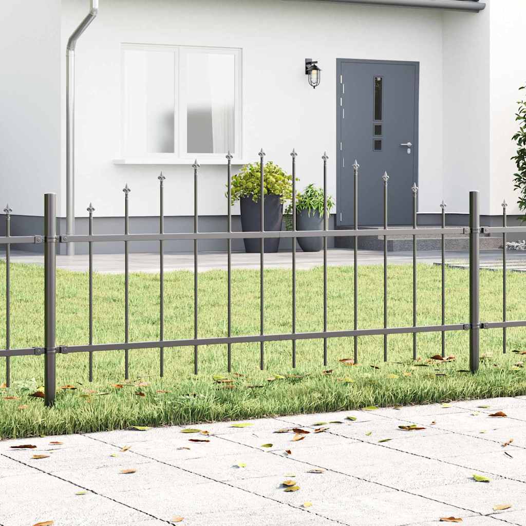 vidaXL Gartenzaun 8 pcs Grau 170 x 140 cm Pulverbeschichteter Stahl