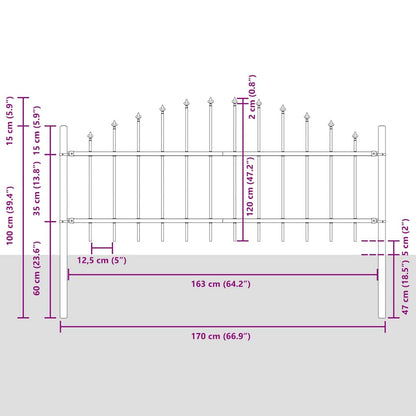 vidaXL Gartenzaun 8 pcs Grau 170 x 140 cm Pulverbeschichteter Stahl