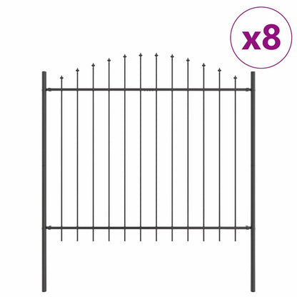 Gartenzaun 8 pcs Grau 170 x 165 cm Pulverbeschichteter Stahl