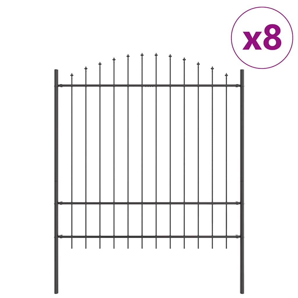 Gartenzaun 8 pcs Grau 170 x 215 cm Pulverbeschichteter Stahl