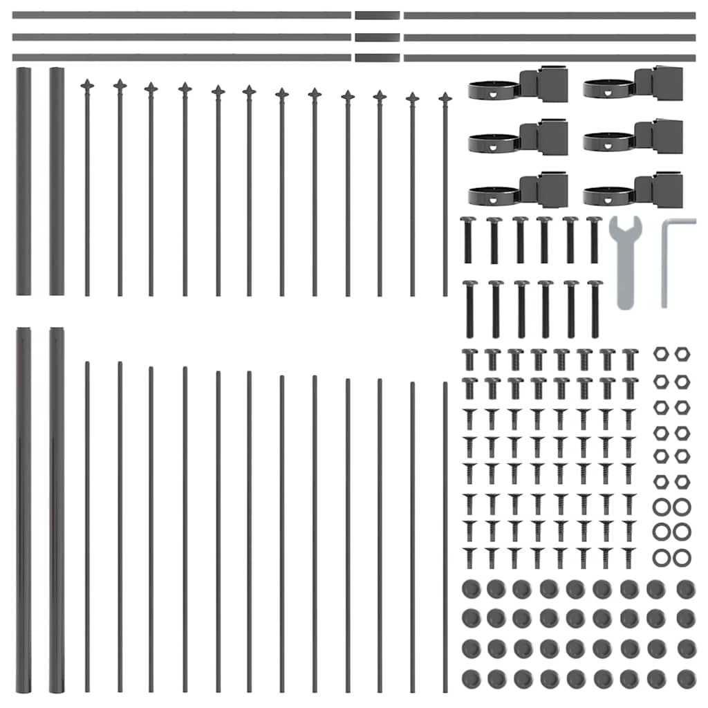 Gartenzaun 8 pcs Grau 170 x 215 cm Pulverbeschichteter Stahl