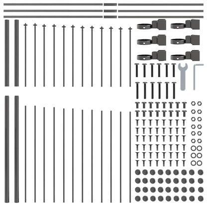 Gartenzaun 8 pcs Grau 170 x 215 cm Pulverbeschichteter Stahl