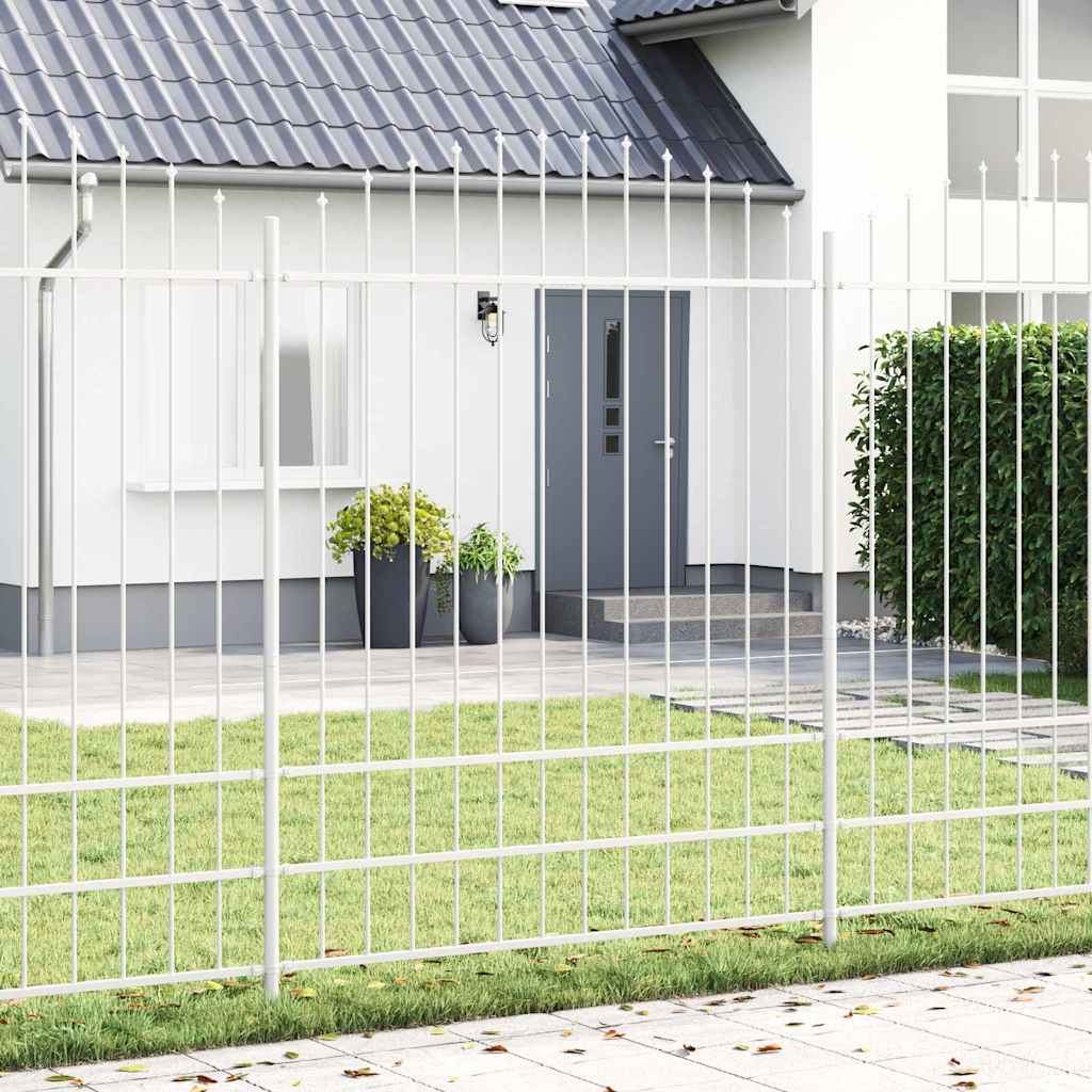 vidaXL Gartenzaun 2 pcs Weiß 170 x 225 cm Pulverbeschichteter Stahl