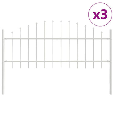 vidaXL Gartenzaun 3 pcs Weiß 170 x 140 cm Pulverbeschichteter Stahl