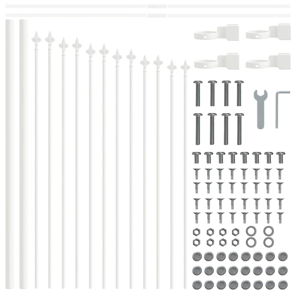 Gartenzaun 3 pcs Weiß 170 x 140 cm Pulverbeschichteter Stahl