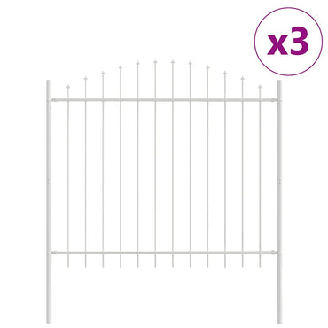 vidaXL Gartenzaun 3 pcs Weiß 170 x 165 cm Pulverbeschichteter Stahl