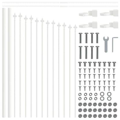 vidaXL Gartenzaun 4 pcs Weiß 170 x 140 cm Pulverbeschichteter Stahl