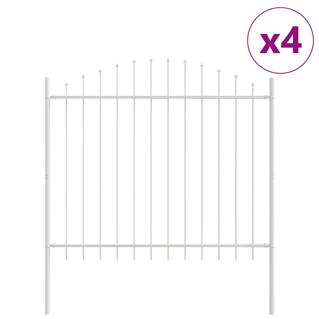 Gartenzaun 4 pcs Weiß 170 x 190 cm Pulverbeschichteter Stahl