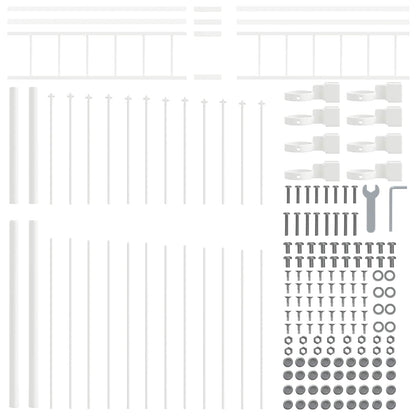 Gartenzaun 4 pcs Weiß 170 x 225 cm Pulverbeschichteter Stahl