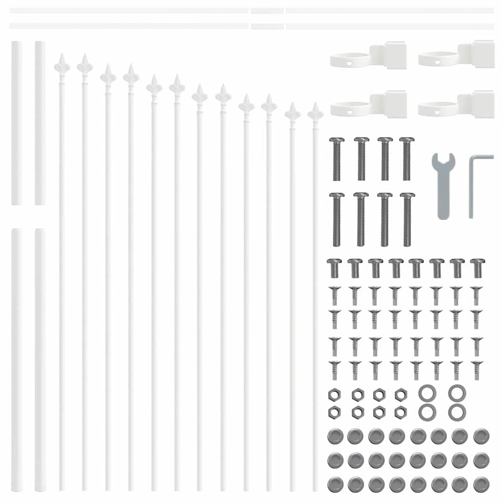 Gartenzaun 5 pcs Weiß 170 x 140 cm Pulverbeschichteter Stahl