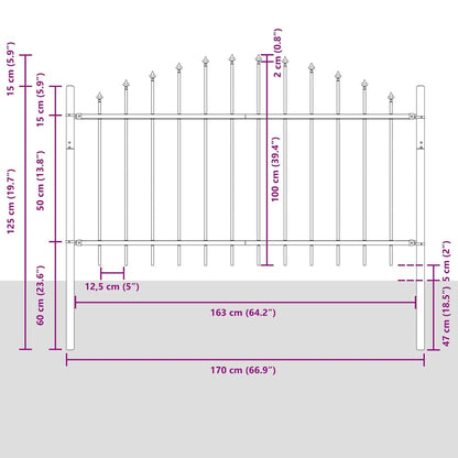 Gartenzaun 5 pcs Weiß 170 x 140 cm Pulverbeschichteter Stahl