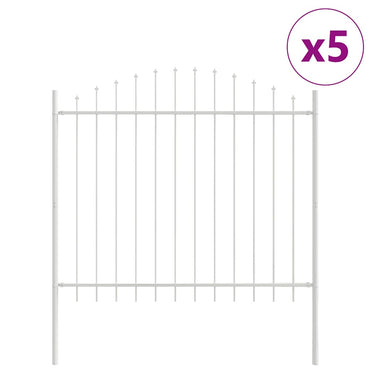 vidaXL Gartenzaun 5 pcs Weiß 170 x 190 cm Pulverbeschichteter Stahl