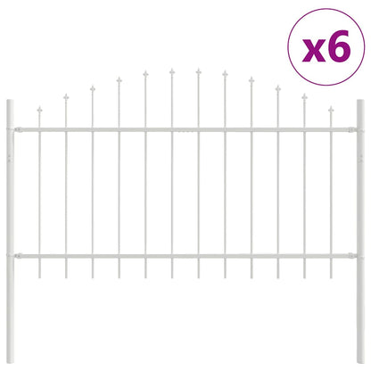 vidaXL Gartenzaun 6 pcs Weiß 170 x 140 cm Pulverbeschichteter Stahl