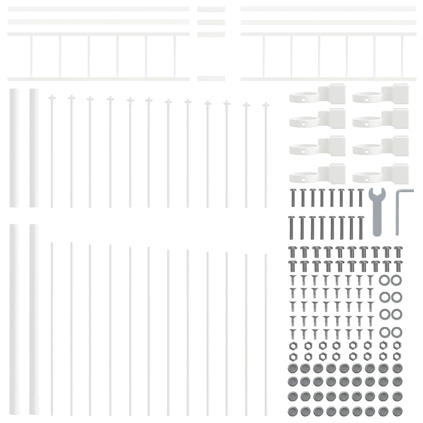 Gartenzaun 6 pcs Weiß 170 x 225 cm Pulverbeschichteter Stahl