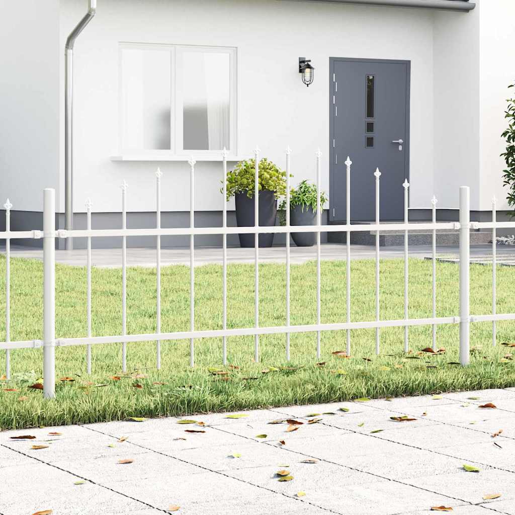 vidaXL Gartenzaun 7 pcs Weiß 170 x 140 cm Pulverbeschichteter Stahl