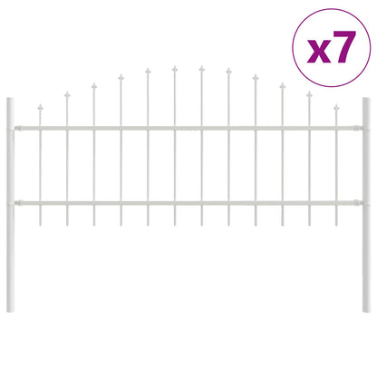 vidaXL Gartenzaun 7 pcs Weiß 170 x 140 cm Pulverbeschichteter Stahl