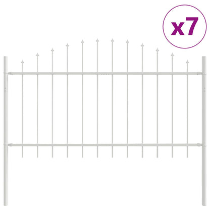 vidaXL Clôture de jardin 7 pcs Blanc 170 x 140 cm Acier poudré