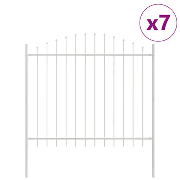 vidaXL Gartenzaun 7 pcs Weiß 170 x 190 cm Pulverbeschichteter Stahl