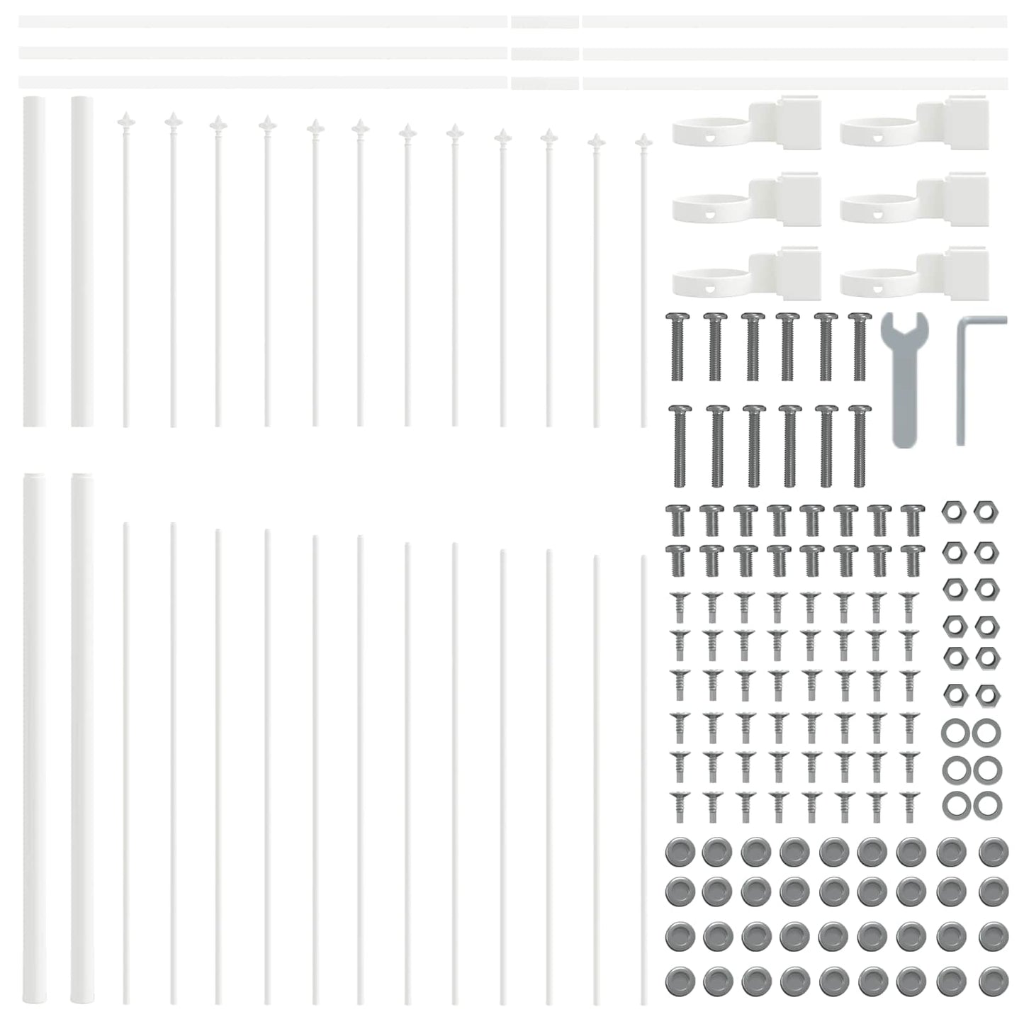 vidaXL Gartenzaun 7 pcs Weiß 170 x 215 cm Pulverbeschichteter Stahl