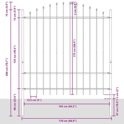 vidaXL Gartenzaun 7 pcs Weiß 170 x 215 cm Pulverbeschichteter Stahl