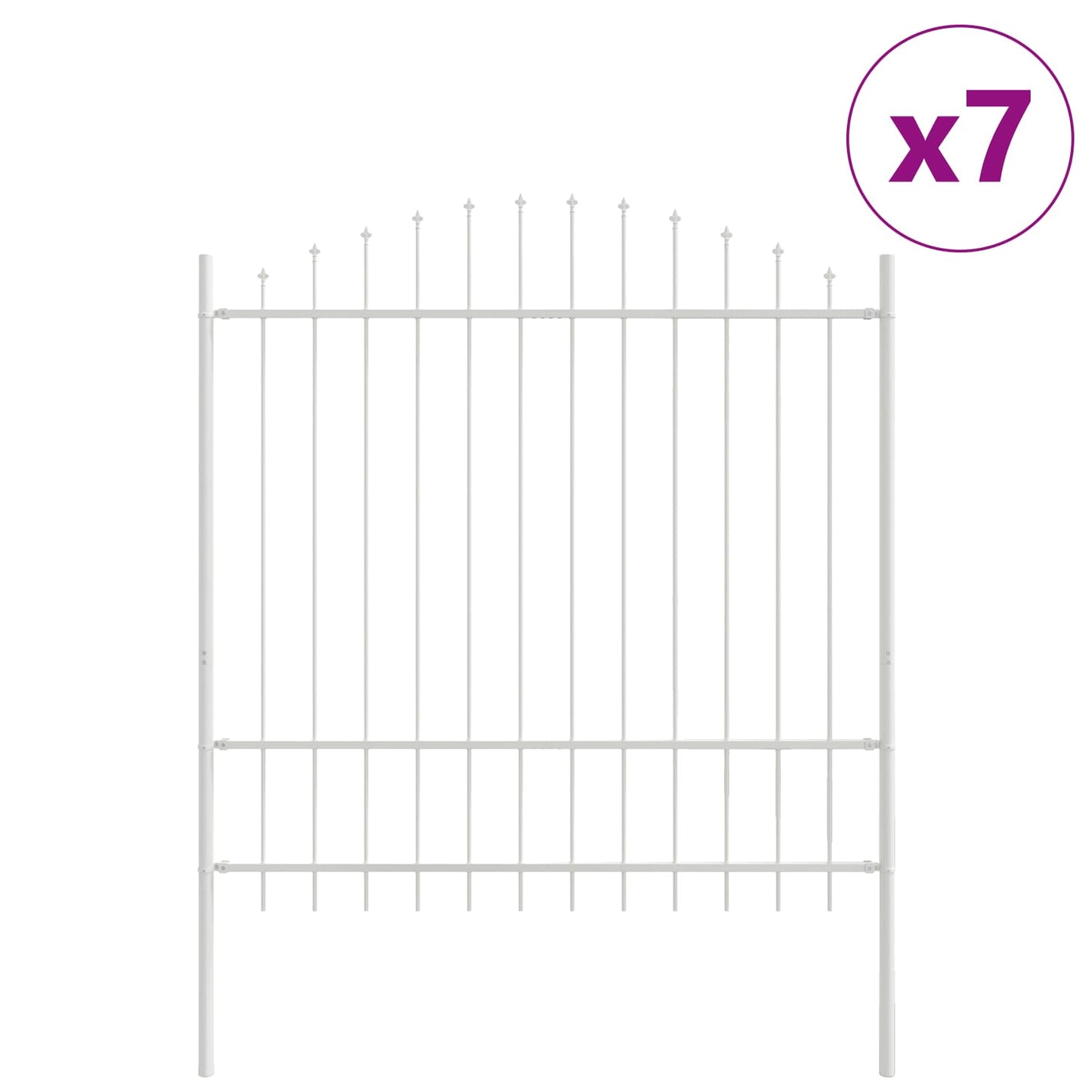 vidaXL Gartenzaun 7 pcs Weiß 170 x 215 cm Pulverbeschichteter Stahl